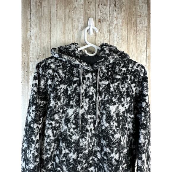 Athleta Tugga Hoodie Womens‎ S Gray Black Animal Print Thumb Fleece Sweatshirt - Picture 6 of 11